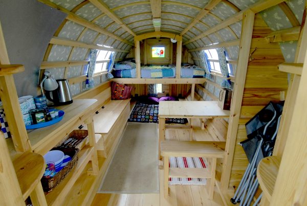Interior of Indigo - Gypsy caravan for hire
